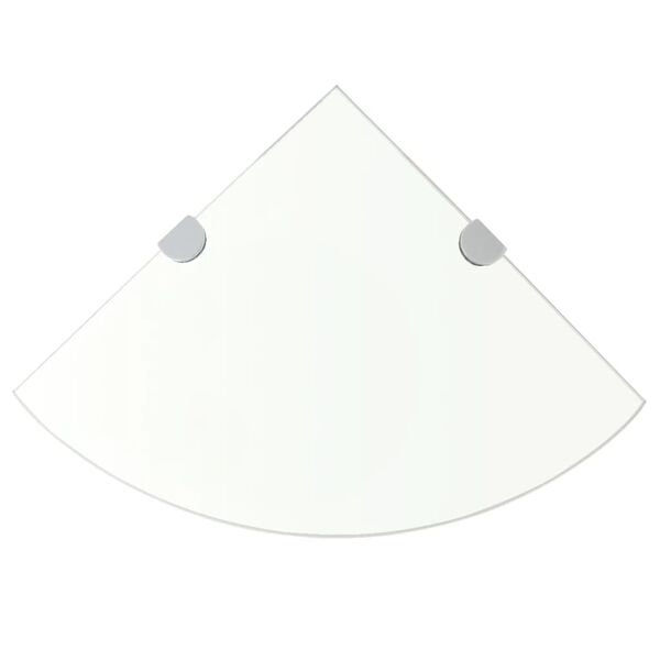 vidaXL Półka narożna z chromowanymi wspornikami, szkło, 25x25 cm