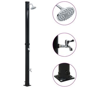 vidaXL Prysznic solarny, czarny, 220 cm, 20 L