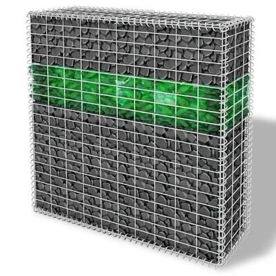 vidaXL Ściana gabionowa ze szklanymi kamieniami i LED, 100x30x100 cm