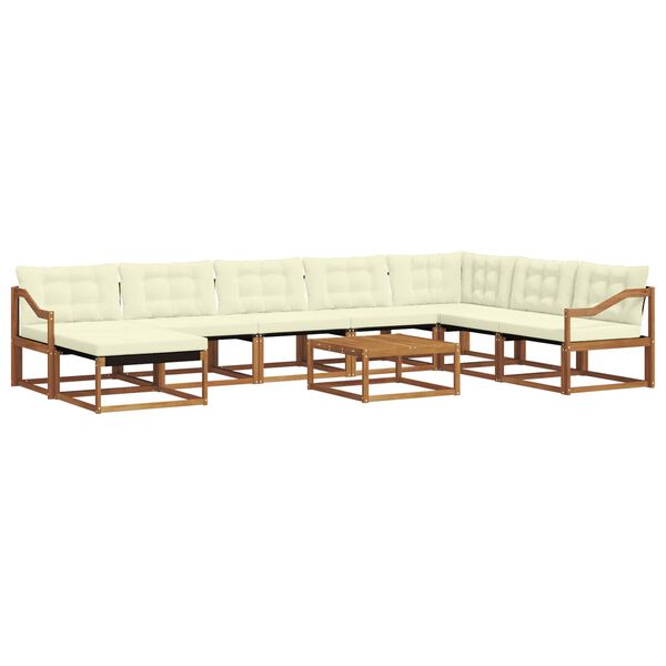vidaXL Zestaw sof na zewnątrz z poduszką 9 pcs Naturalny i Kremowy