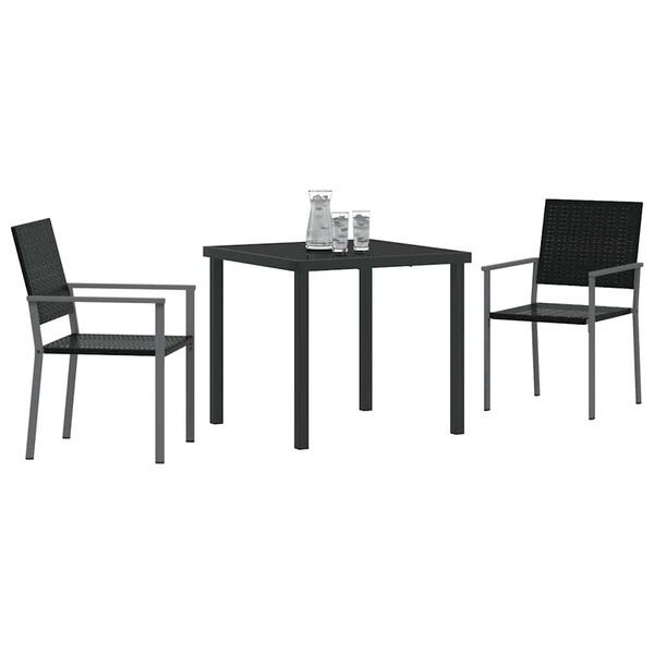 vidaXL Zestaw do jadalni w ogrodzie 3 pcs Czarny Rattan PE