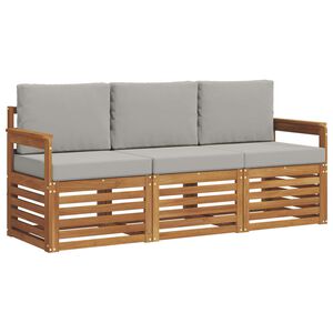 vidaXL Zestawy sof 3 pcs Naturalny i Jasny Szary Lite Drewno Akacji