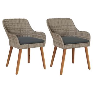 vidaXL Krzesło Ogrodowe 2 pcs Czarny 62,5 x 55 x 82 cm polirattan