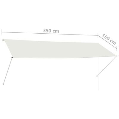 vidaXL Markiza zwijana, 350 x 150 cm, kremowa