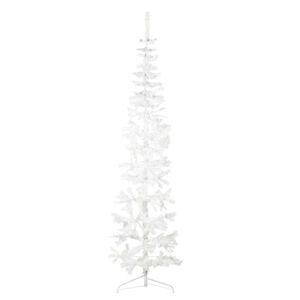vidaXL Smukła choinka poł&oacute;wka ze stojakiem, sztuczna, biała, 240 cm