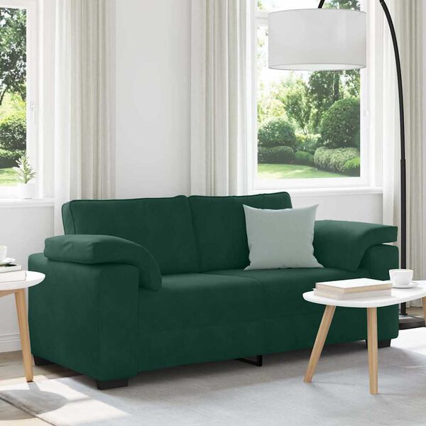 vidaXL Sofa dwuosobowa, ciemnozielona, 180x77x82 cm, aksamit