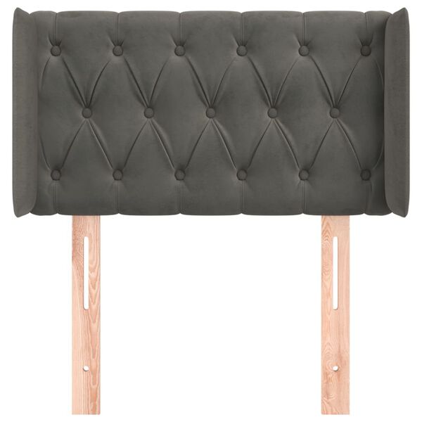 vidaXL Zagł&oacute;wek uszak, ciemnoszary, 83x16x78/88 cm, aksamit