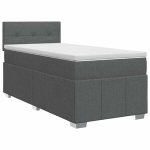 vidaXL Ł&oacute;żko kontynentalne z materacem ciemnoszary 90 x 190 cm tkanina