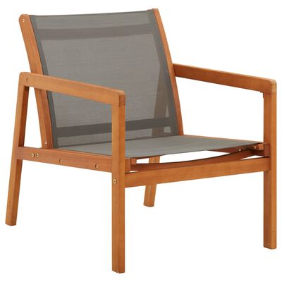 vidaXL Krzesło ogrodowe, szare, lite drewno eukaliptusowe i textilene