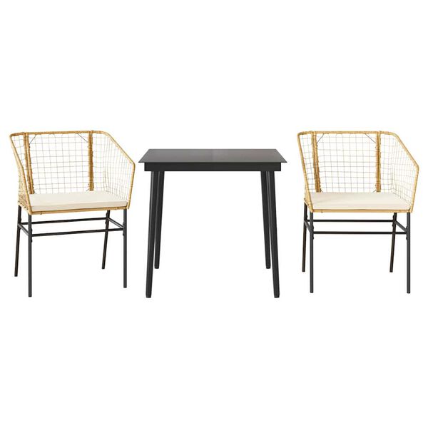 vidaXL 3-częściowy zestaw ogrodowy poduszkami brązowy polirattan szkło