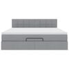 vidaXL Ł&oacute;żko Ottoman z materacem i LED, jasnoszary, 180x200cm, tkanina