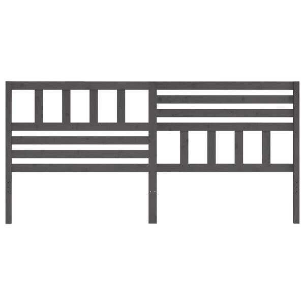 vidaXL Wezgłowie ł&oacute;żka, szare, 186x4x100 cm, lite drewno sosnowe