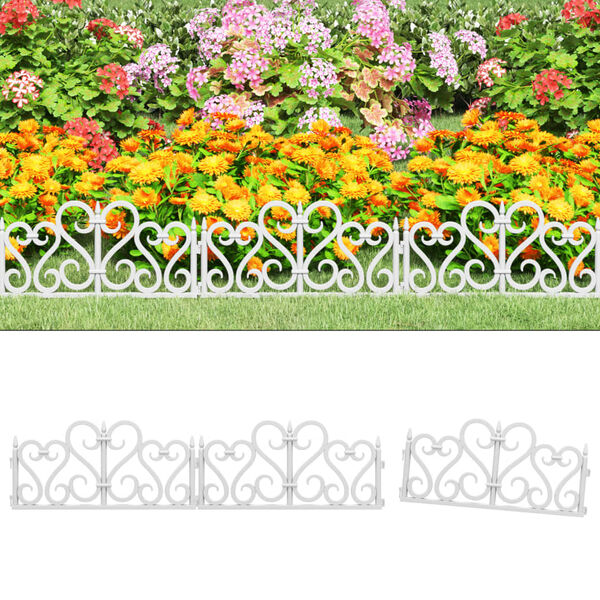 vidaXL Obrzeża trawnikowe, 17 szt., białe, 10 m, PP