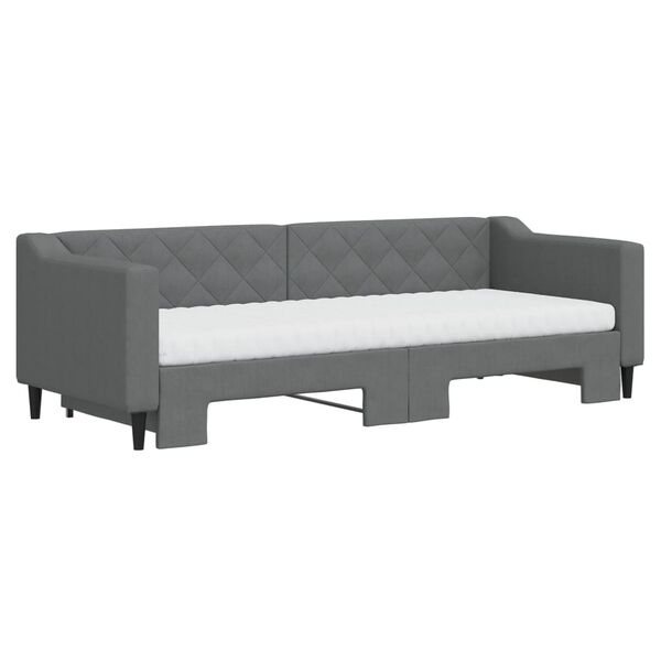 vidaXL Sofa rozsuwana z materacami, ciemnoszara, 80x200 cm, tkanina