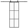 vidaXL Drzwi przesuwne z zestawem okuć czarne 76x205 cm ESG szkło