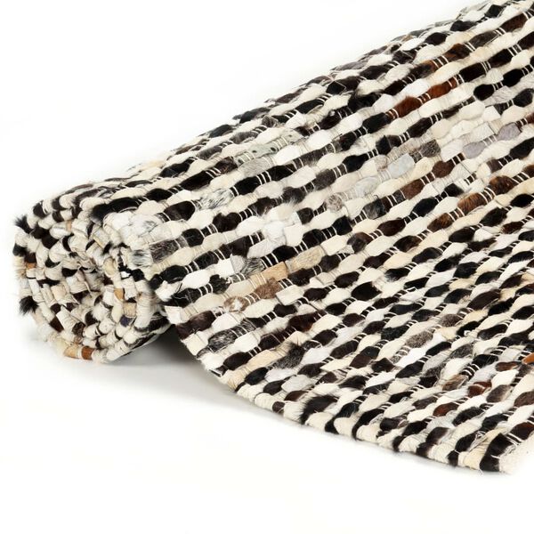 vidaXL Dywan, sk&oacute;ra z włosiem, 120x170 cm, czarny/biały