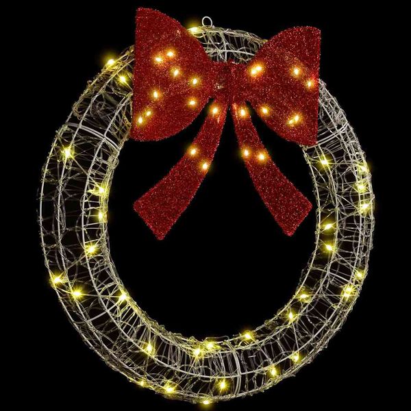 vidaXL Wianek z 60 diodami LED Ciepła biel 76 x 76 x 8,5 cm Akryl