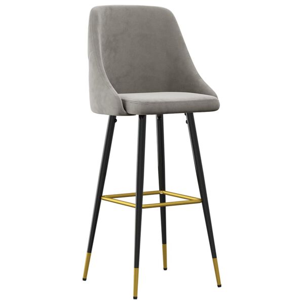 vidaXL Stołki barowe, 2 szt., jasnoszare, tapicerowane aksamitem