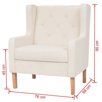 vidaXL Zestaw wypoczynkowy - sofa i fotel, kremowe