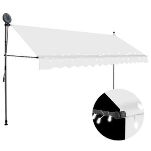 vidaXL Ręcznie zwijana markiza z LED, 350 cm, kremowa