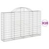 vidaXL Kosze gabionowe, 18 szt, 200x30x120/140cm, galwanizowane żelazo