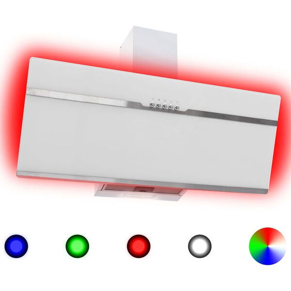 vidaXL Okap kuchenny LED RGB, 90 cm, stal nierdzewna i hartowane szkło