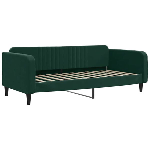 vidaXL Sofa z materacem do spania, ciemnozielona, 100x200 cm, aksamit