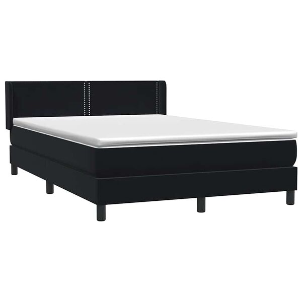 vidaXL Ł&oacute;żko typu Box Spring z materacem Czarny 160x220 cm Aksamit