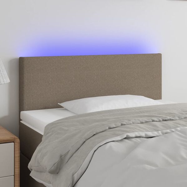 vidaXL Zagł&oacute;wek do ł&oacute;żka z LED, taupe, 80x5x78/88 cm, tkanina