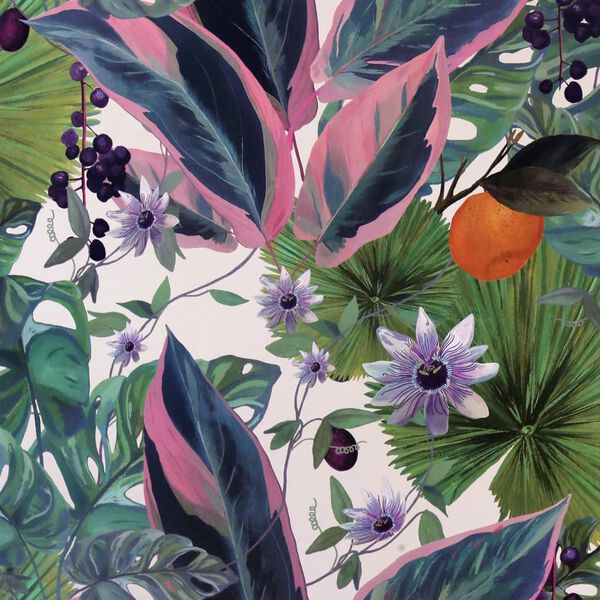 DUTCH WALLCOVERINGS Tapeta Passion Flower, biało-zielona