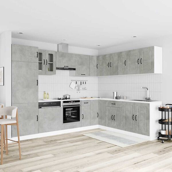 vidaXL Zestaw szafek kuchennych Kalmar, 14-częściowy, szarość betonu