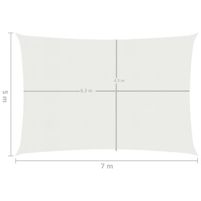 vidaXL Żagiel przeciwsłoneczny, 160 g/m², biały, 5x7 m, HDPE