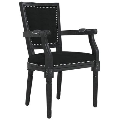 vidaXL Krzesło stołowe, czarne, obite aksamitem
