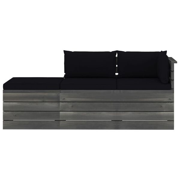 vidaXL 3-cz. zestaw wypoczynkowy z palet, z poduszkami, lita sosna