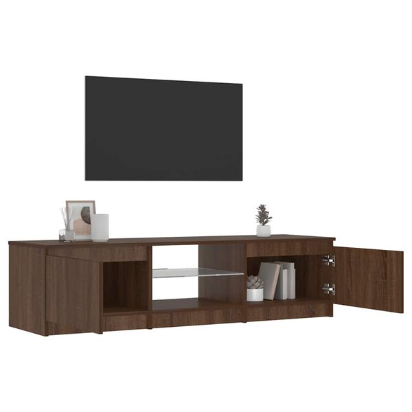 vidaXL Szafka pod TV, z LED, brązowy dąb, 140 x 40 x 36 cm
