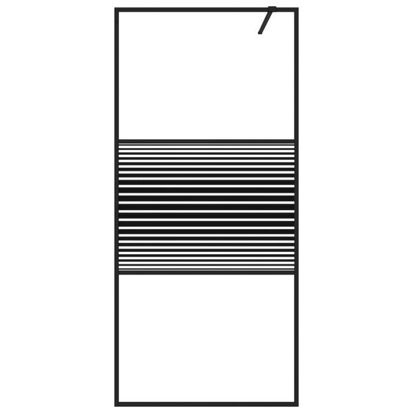 vidaXL Ścianka prysznicowa, czarna, 90x195 cm, przezroczyste szkło ESG