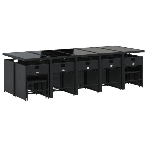 vidaXL 15-cz. zestaw mebli ogrodowych z poduszkami, rattan PE, czarny