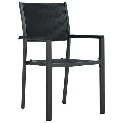 vidaXL Krzesła ogrodowe, 4 szt., czarne, plastik stylizowany na rattan