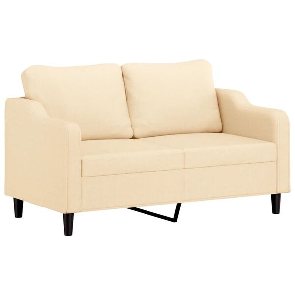 vidaXL 2-osobowa sofa, kremowa, 140 cm, tapicerowana tkaniną