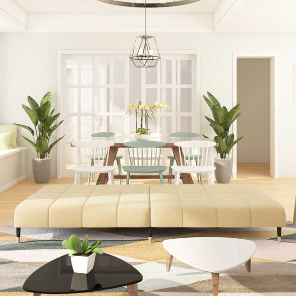 vidaXL 2-osobowa kanapa, kremowa, tapicerowana aksamitem