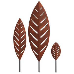 vidaXL St stake ogrodowy 3 szt. 116,5 x 35 x 3 cm Stal kortenowska
