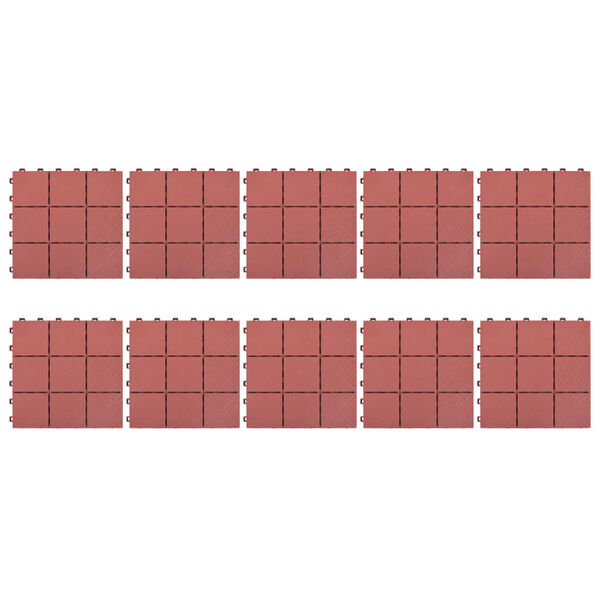 vidaXL Płytki tarasowe, 10 szt., czerwone, 30,5x30,5 cm, plastikowe