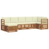 vidaXL Zestawy sof 7 pcs Naturalny i Kremowy Lite Drewno Akacji