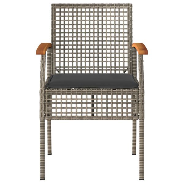 vidaXL 3-cz. zestaw mebli bistro i poduszki, szary, rattan PE i akacja