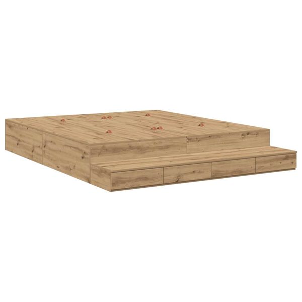 vidaXL Rama ł&oacute;żka z miejscem na przechowywanie Dąb rzemieślniczy