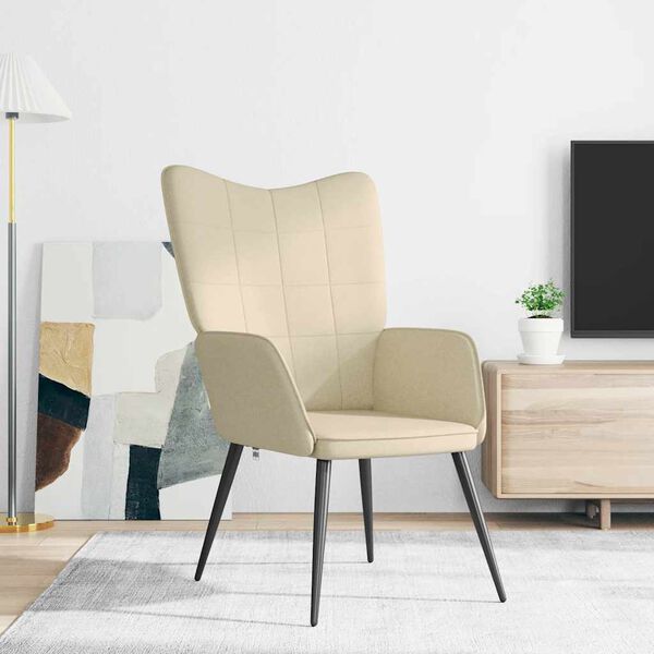 vidaXL Fotel, kremowy, obity tkaniną