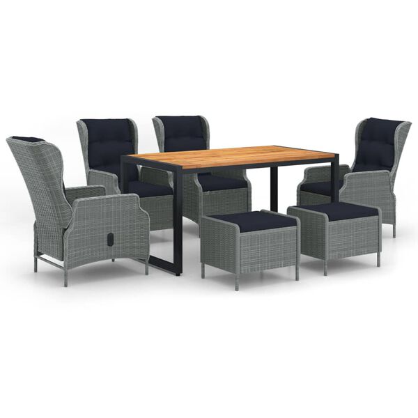 vidaXL 7-częściowy zestaw mebli ogrodowych, jasnoszary