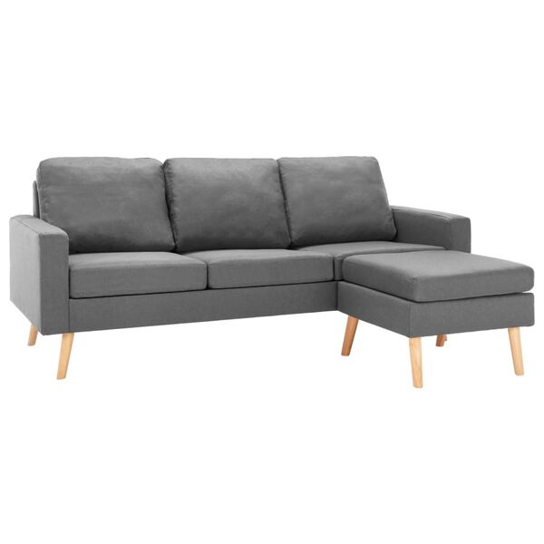 vidaXL 3-osobowa sofa z podn&oacute;żkiem, jasnoszara, tapicerowana tkaniną