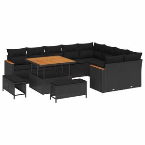 vidaXL Zestaw Sof na Ogr&oacute;d 12 szt. 9-Liczba miejsc Czarny Rattan poli