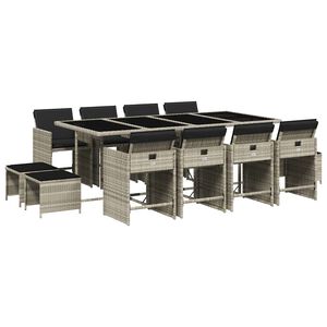 vidaXL 13-cz. zestaw mebli ogrodowych z poduszkami, jasnoszary